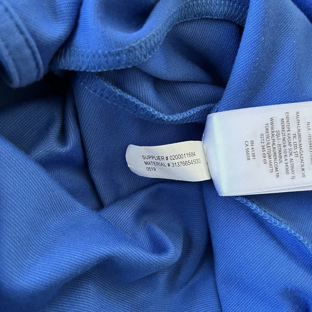 Polo Ralph Lauren Dress Girls Size 12 Blue Short Sleeve Ruffle Hem Casual